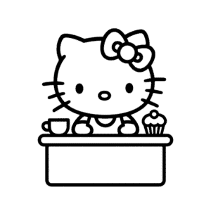 Hello Kitty Café Easy Drawing