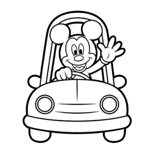 Mickey in Car Easy Drawing