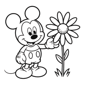 Mickey Mouse and Flower Easy Drawing