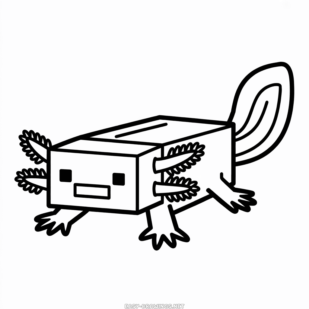 Minecraft Axolotl Easy Drawing
