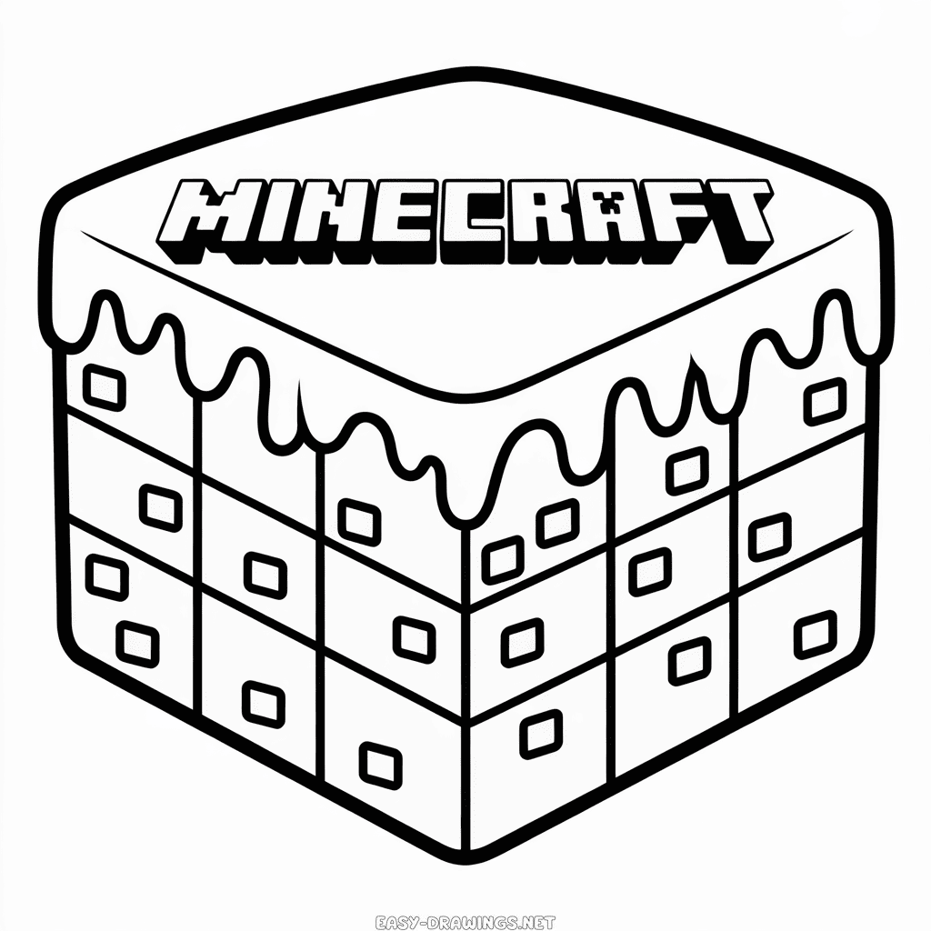 Minecraft Cake Easy Drawing