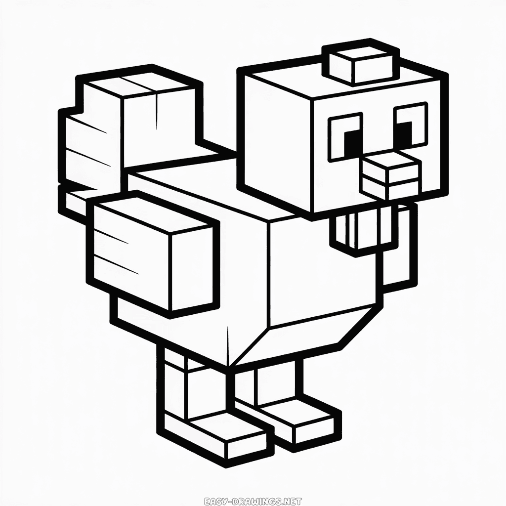 Minecraft Chicken Easy Drawing
