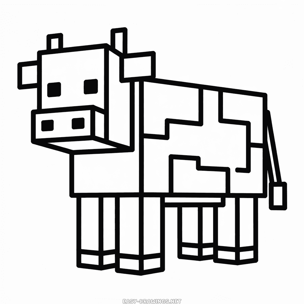 Minecraft Cow Easy Drawing