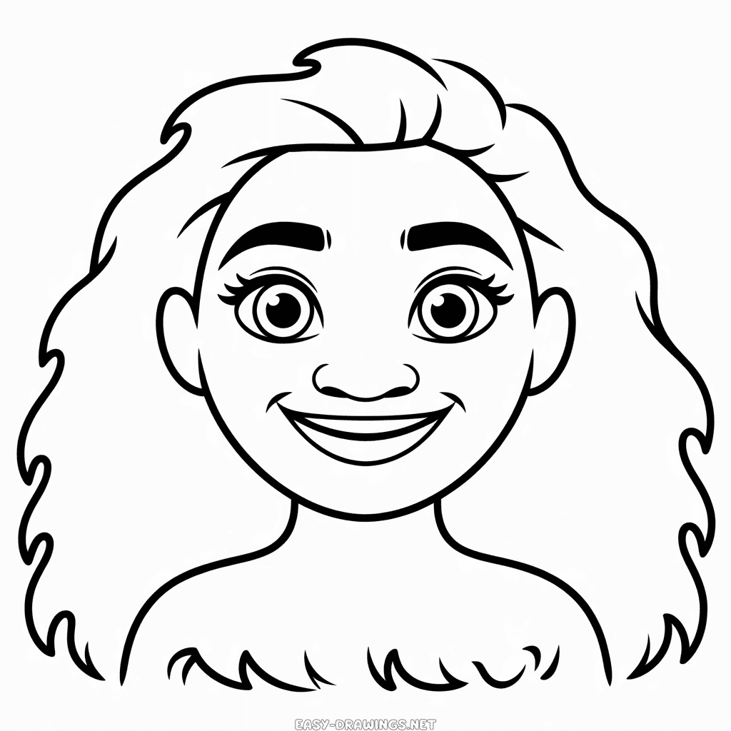 Moana Face Easy Drawing