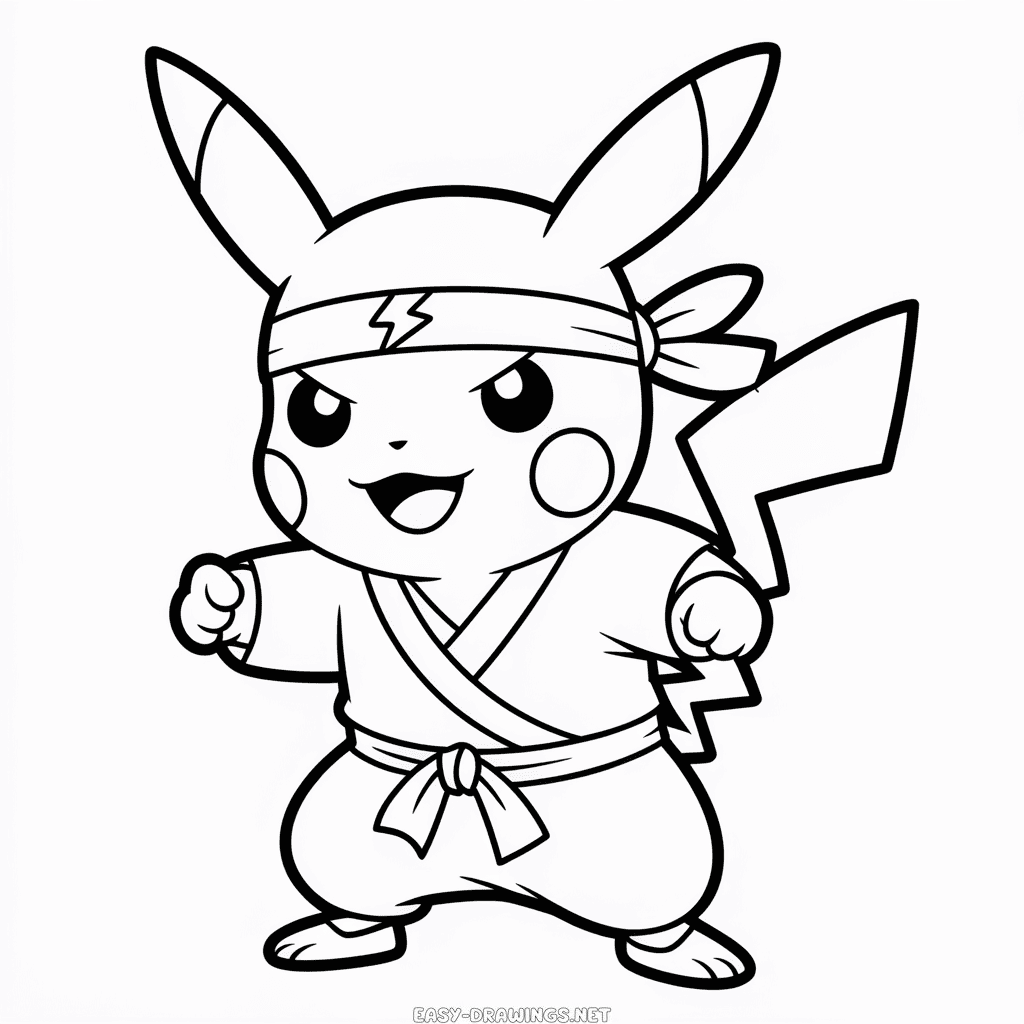 Ninja Pikachu Easy Drawing