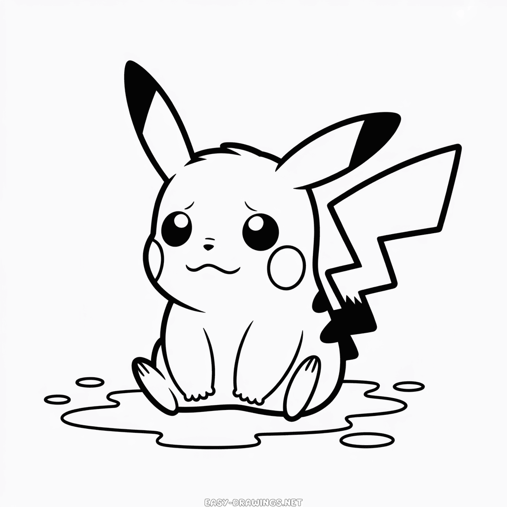 Pikachu Crying Easy Drawing
