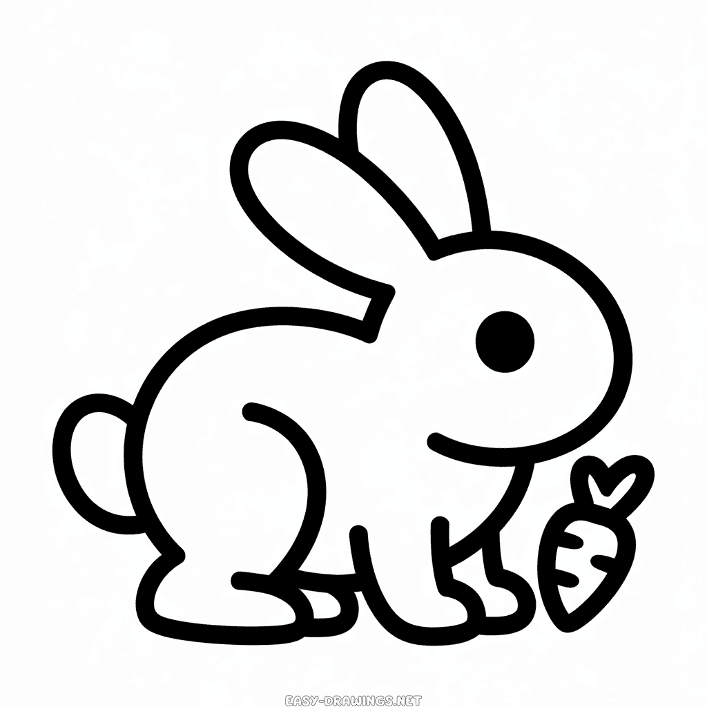 Rabbit outline Easy Drawing