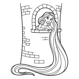 Rapunzel in Tower Easy Drawing