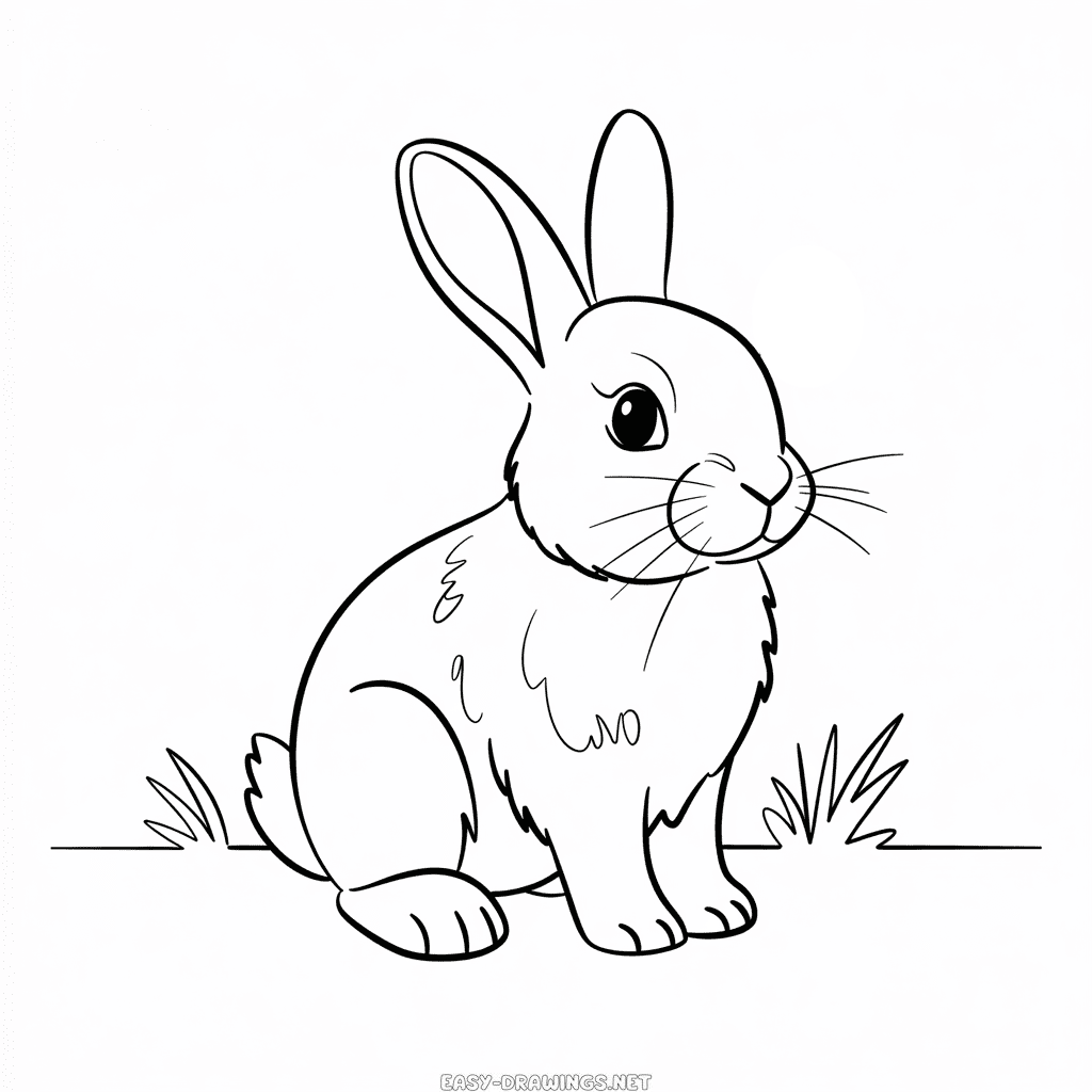 Realistic rabbit Easy Drawing
