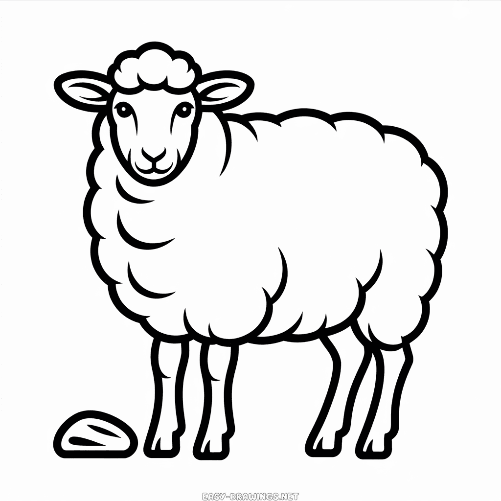 Realistic Sheep Easy Drawing