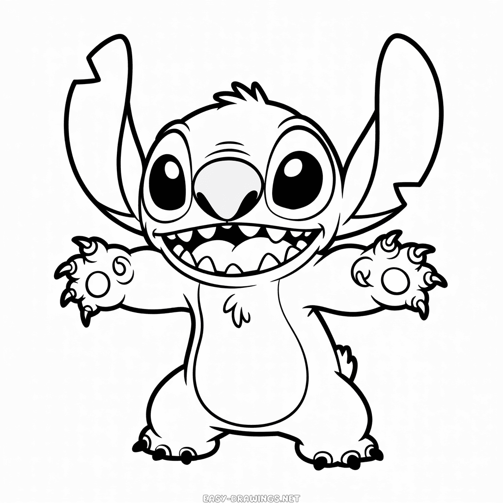 Scary Stitch Easy Drawing