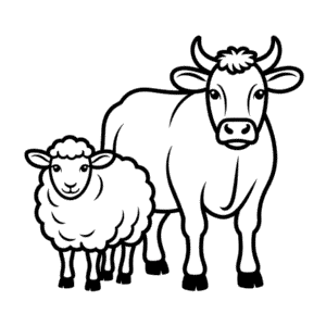 Sheep and Cattle Easy Drawing