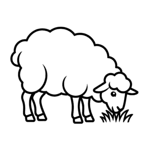 Sheep Eating Grass Easy Drawing