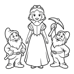 Snow White and Dwarfs Easy Drawing