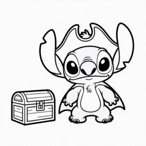 Stitch in Pirate Costume Easy Drawing