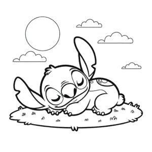 Stitch Napping Easy Drawing