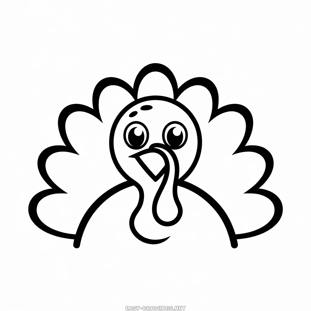 Turkey face Easy Drawing