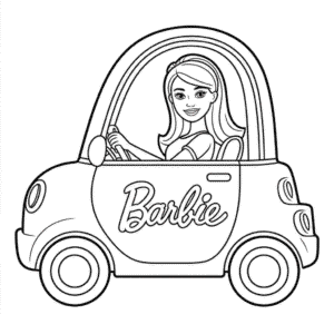 Barbie in Car Easy Drawing