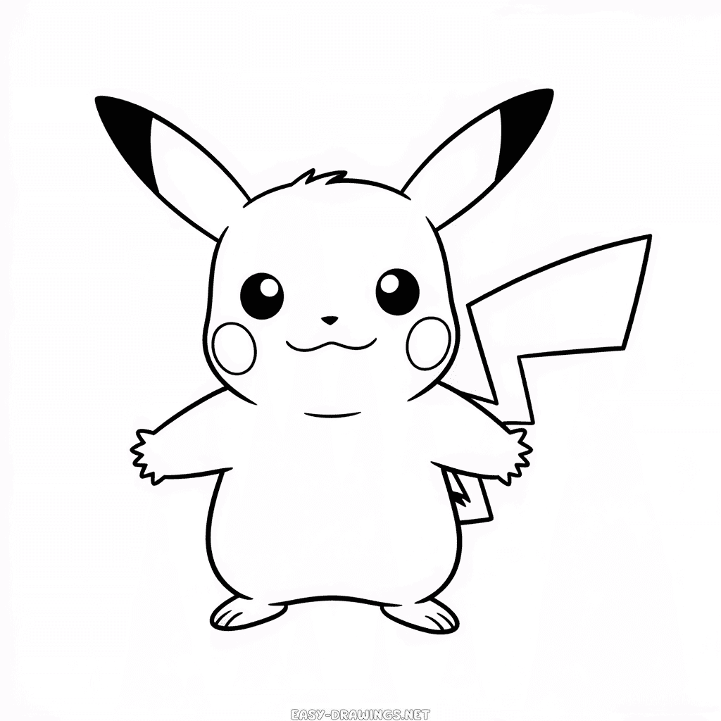 Black and White Pikachu Easy Drawing