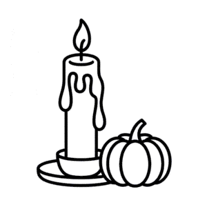Candle and Halloween Pumpkin Easy Drawing
