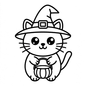 Cute Halloween Cat Easy Drawing