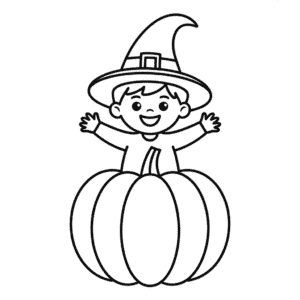 Cute Halloween Kid Easy Drawing