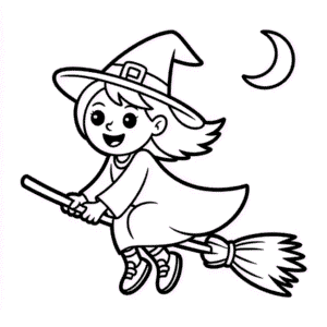 Cute Halloween Witch Easy Drawing