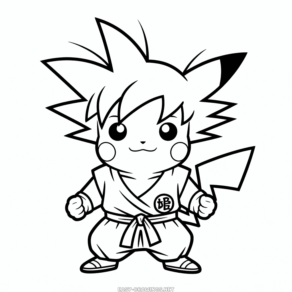 Goku Pikachu Easy Drawing