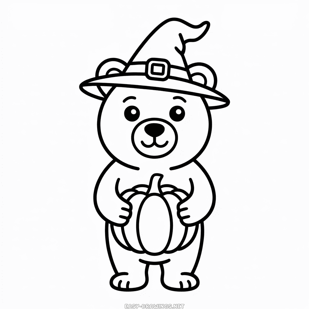 Halloween Bear Easy Drawing