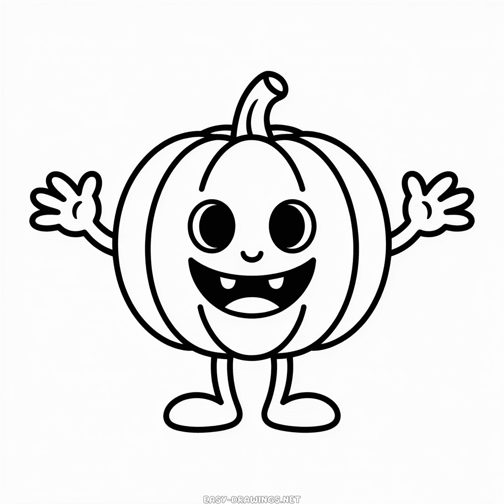 Halloween Carton Pumpkin Easy Drawing