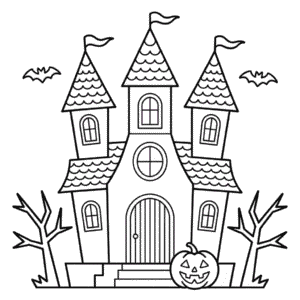 Halloween Castle Easy Drawing