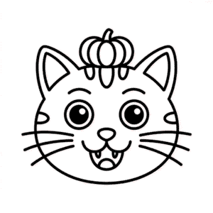 Halloween Cat Face Easy Drawing
