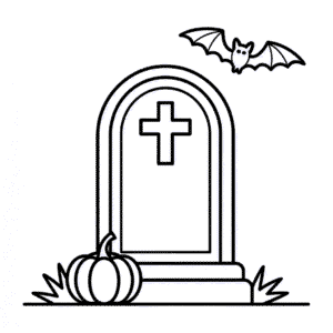 Halloween Cemetery Easy Drawing