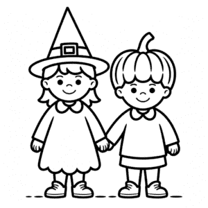 Halloween Couple Easy Drawing