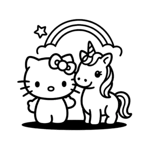 Hello Kitty and Unicorn Easy Drawing