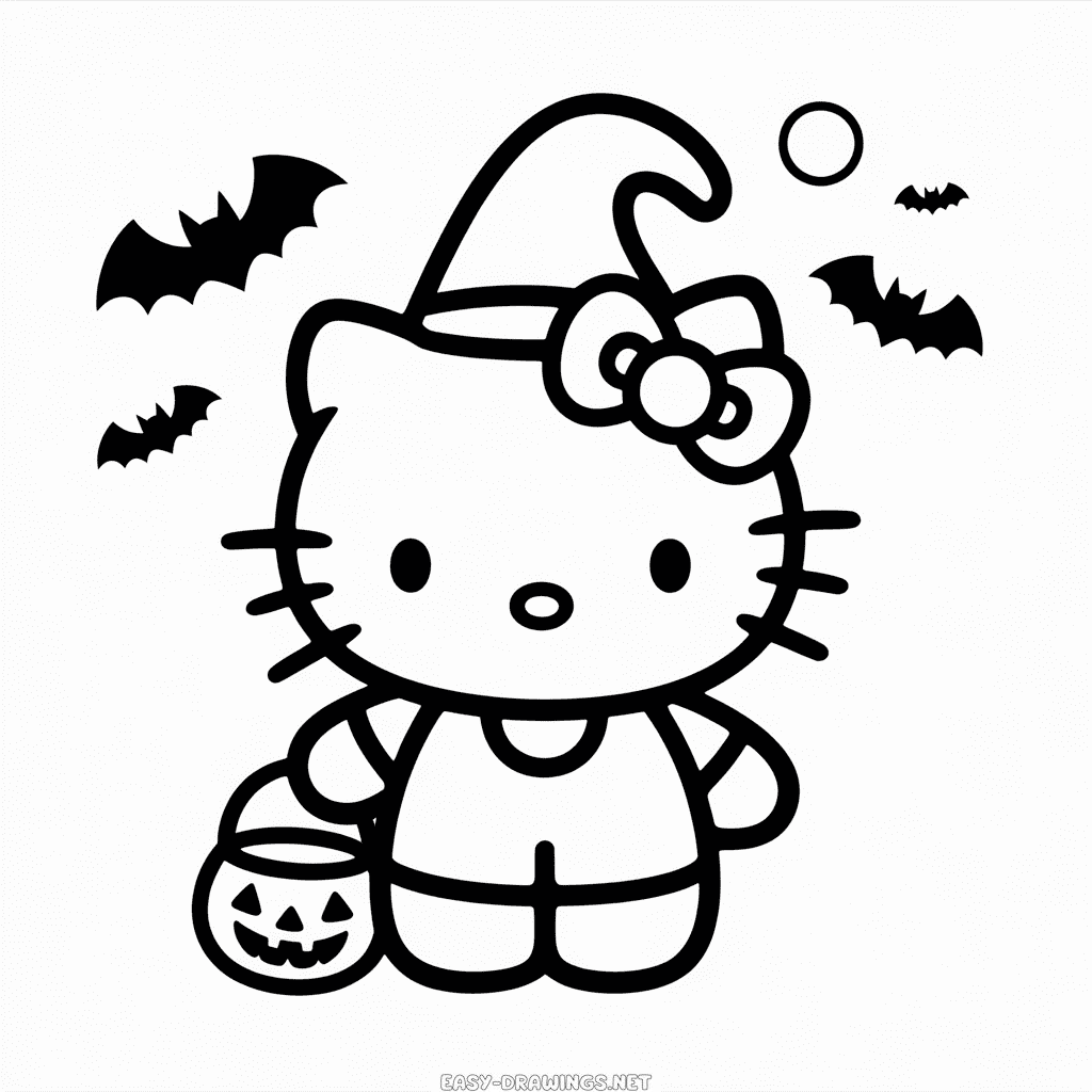 Hello Kitty Halloween Easy Drawing