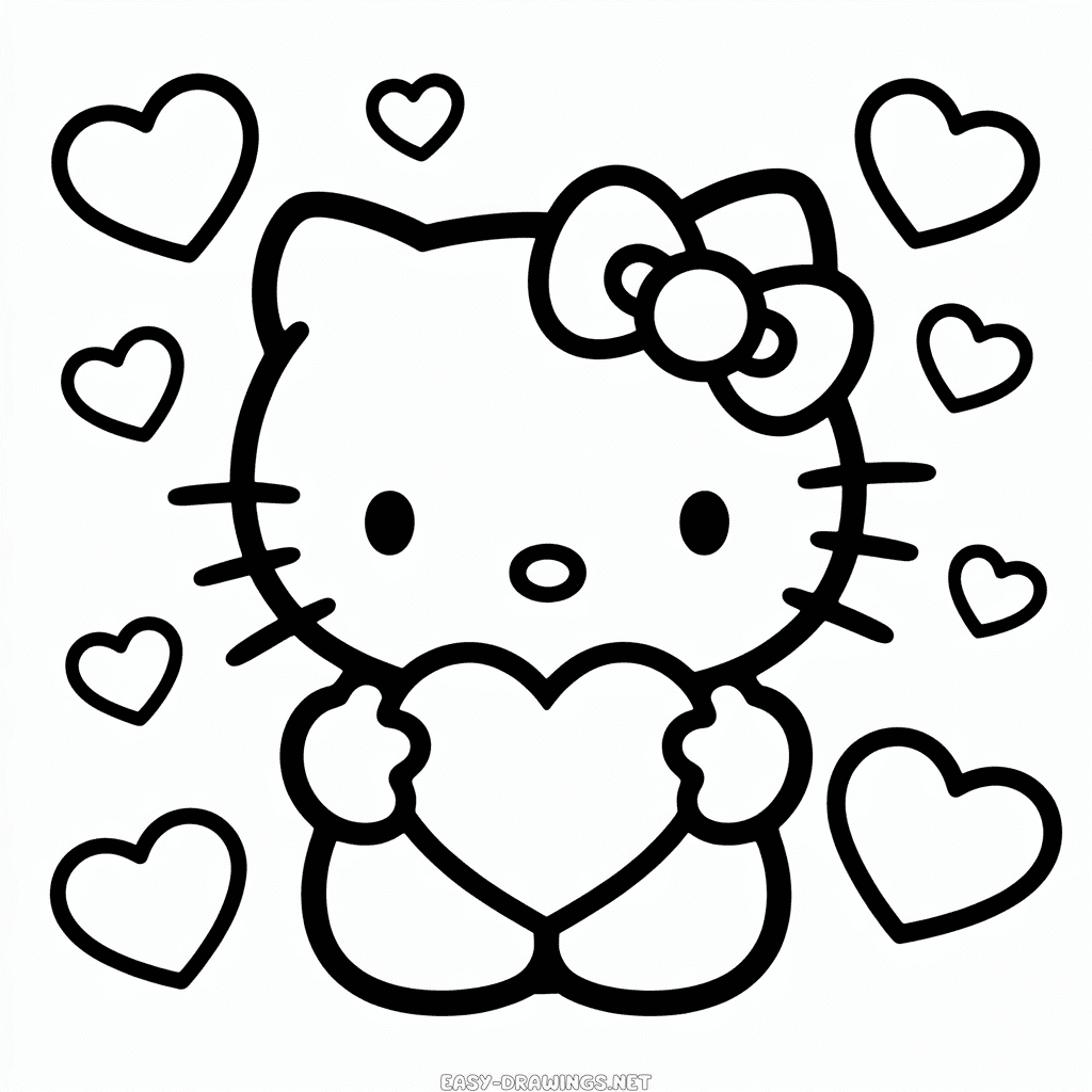 Hello Kitty Love Easy Drawing