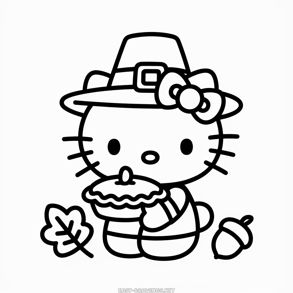 Hello Kitty Thanksgiving Easy Drawing