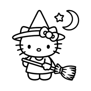 Hello Kitty Witch Easy Drawing