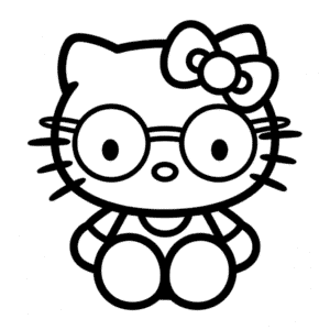 Hello Kitty with Glasses Easy Drawing