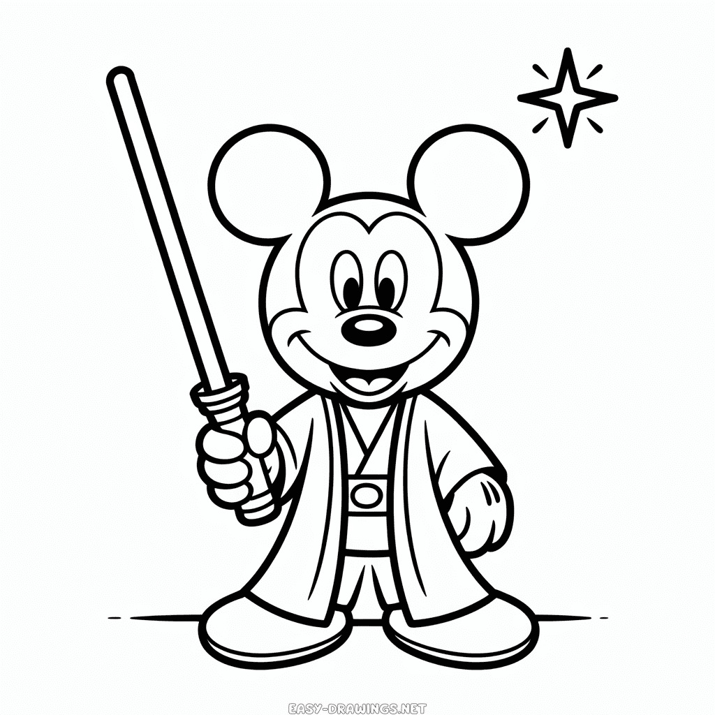 Jedi Mickey Easy Drawing