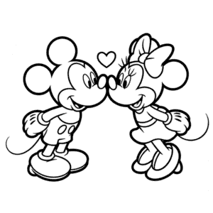 Kissing Mickey and Minnie Easy Drawing