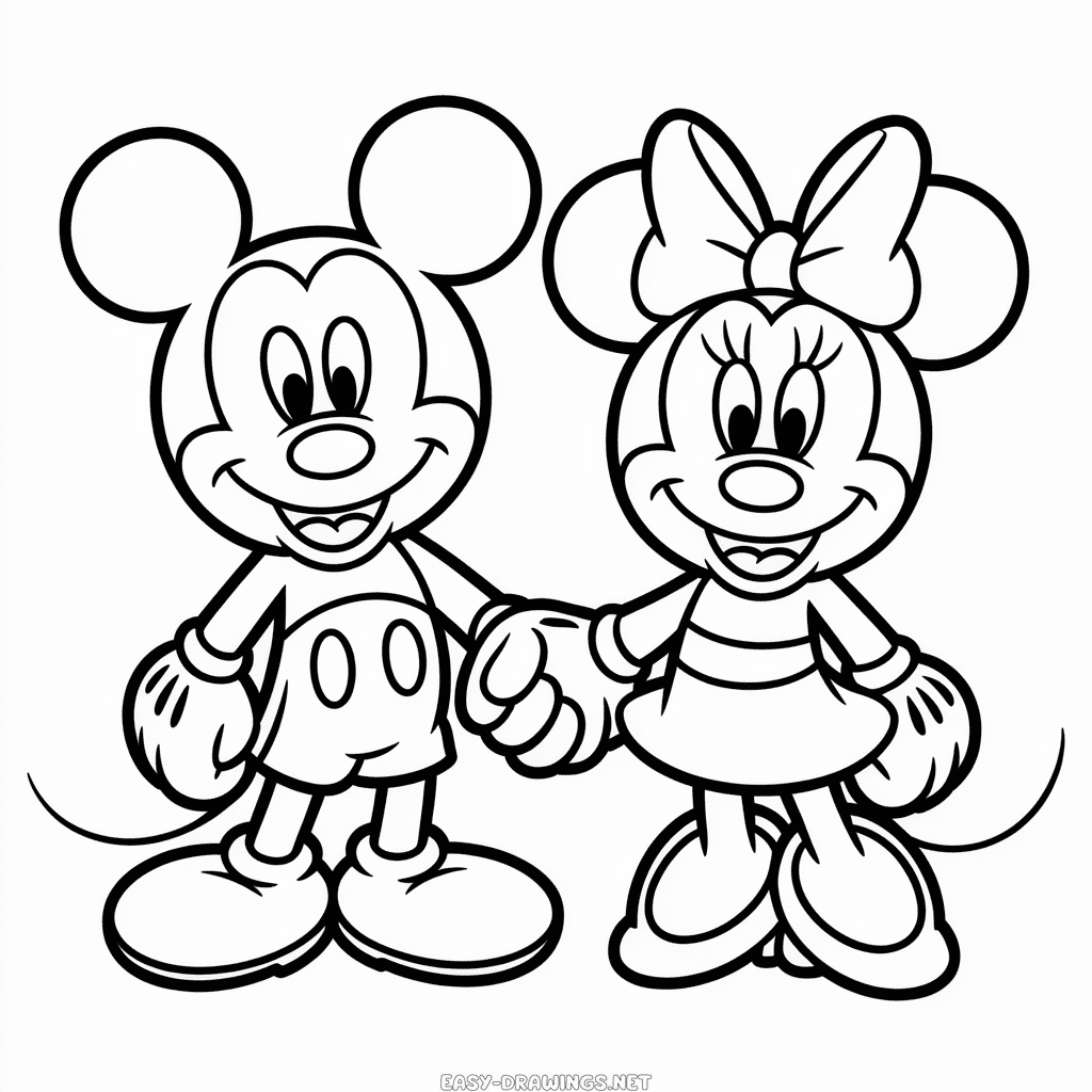 Mickey and Minnie Easy Drawing