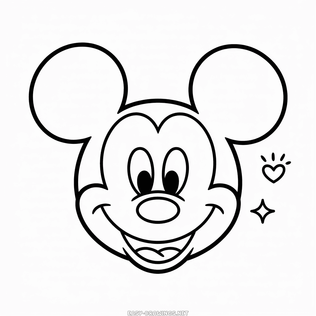 Mickey Face Easy Drawing