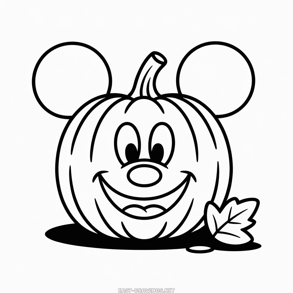 Mickey Pumpkin Easy Drawing