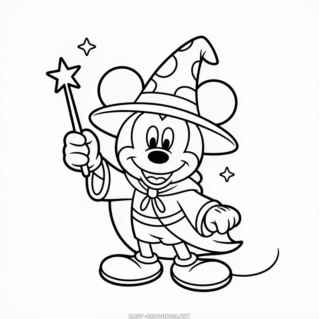 Mickey Wizard Easy Drawing