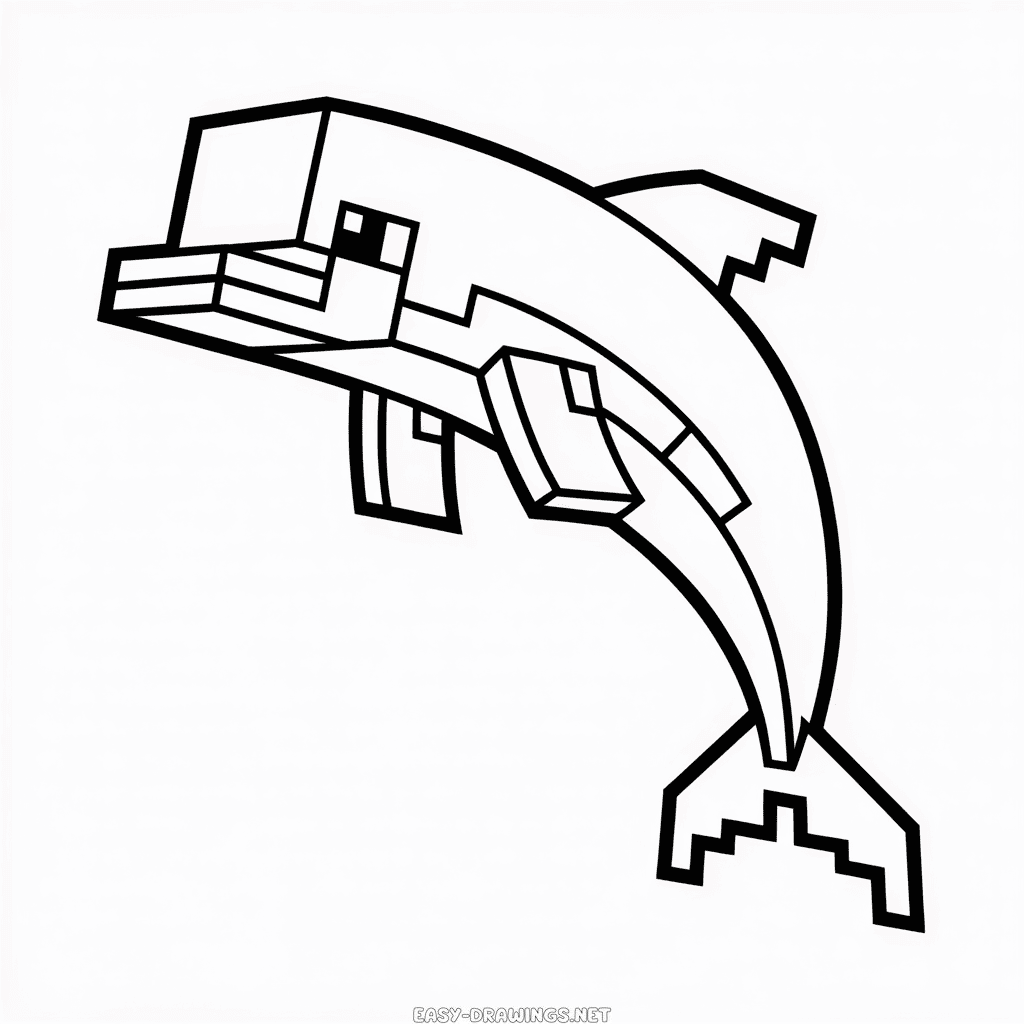 Minecraft Dolphin Easy Drawing
