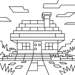 Minecraft House Easy Drawing