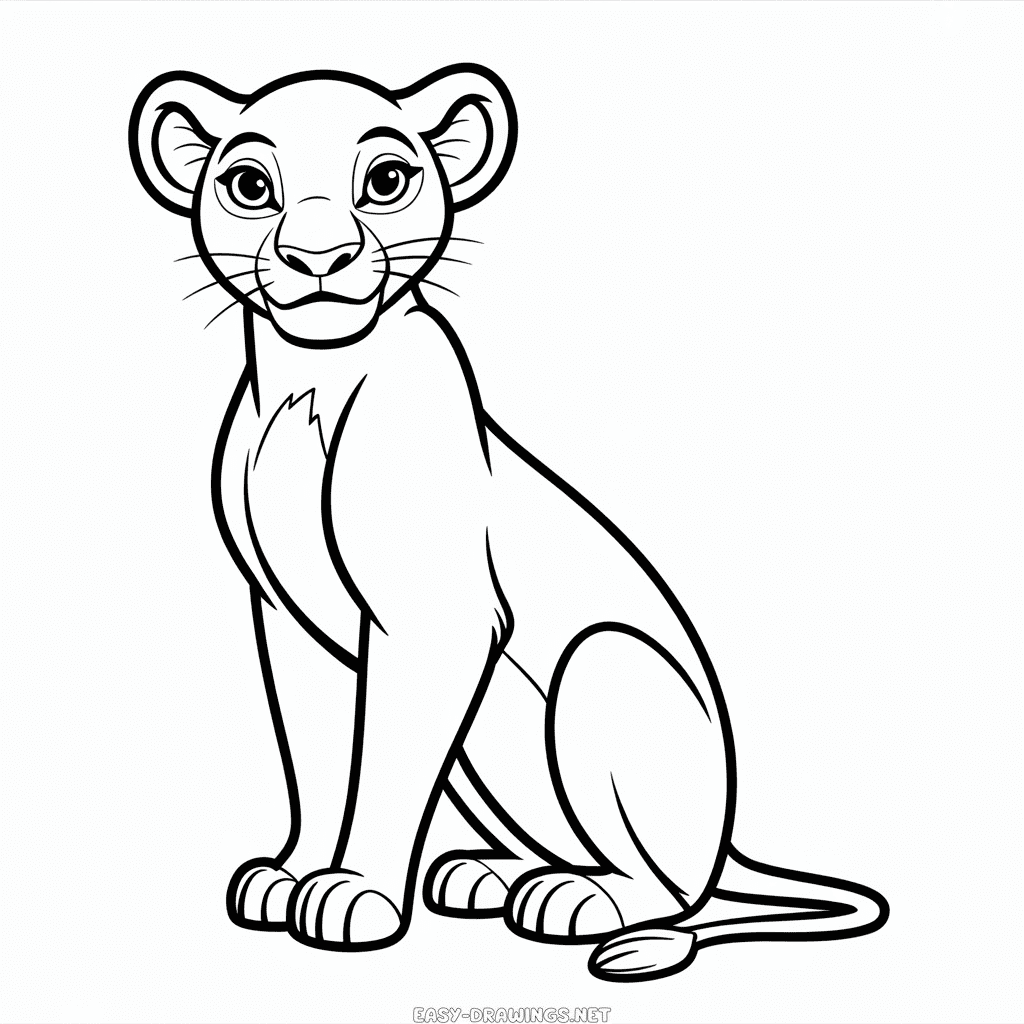 Nala from The Lion King Easy Drawing