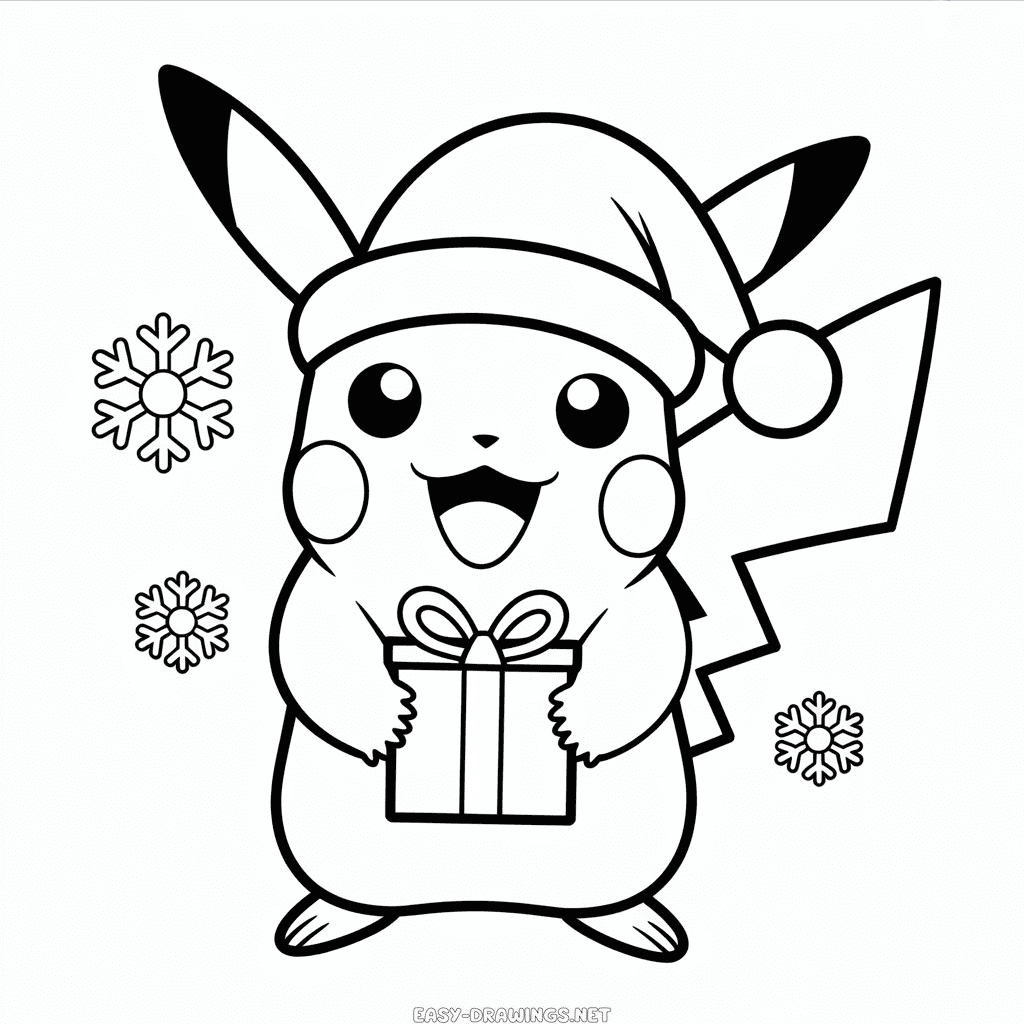 Pikachu Christmas Easy Drawing